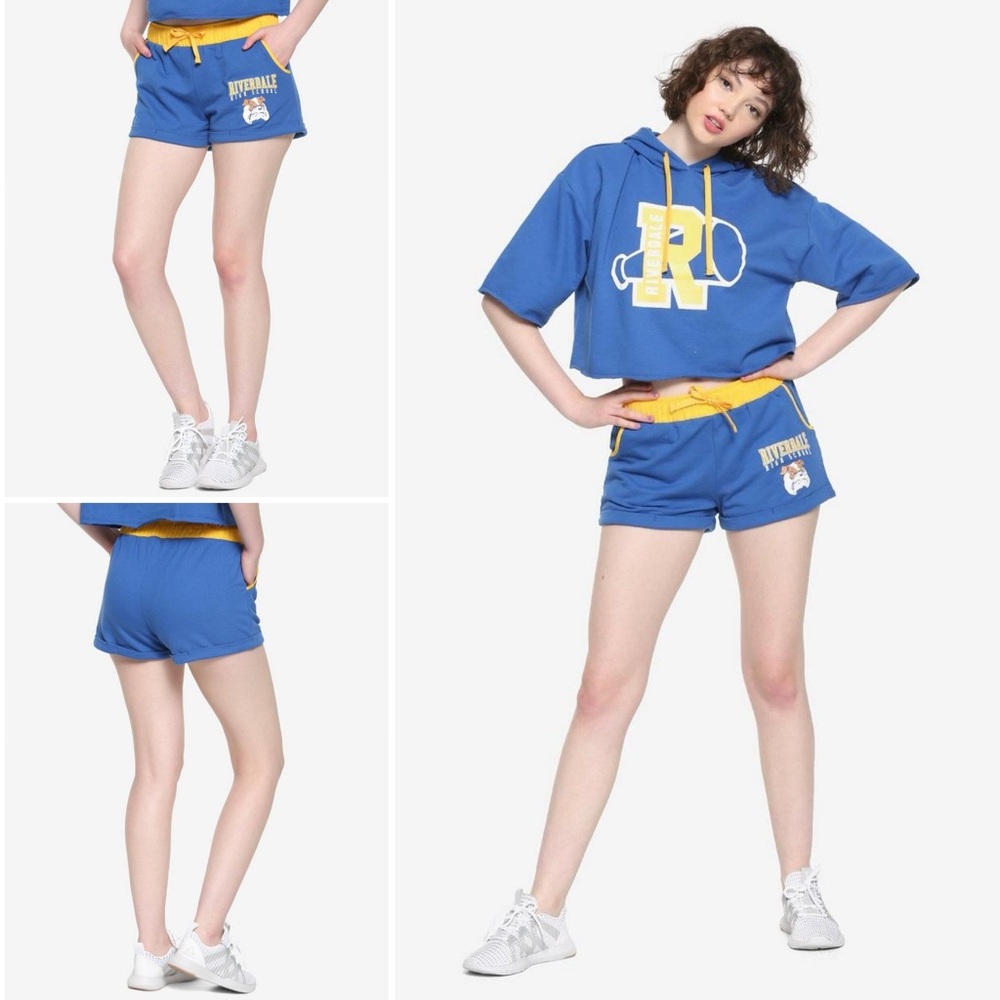 Hot Topic Riverdale Varsity Girls Cheer Soft Shorts Blue & Yellow
